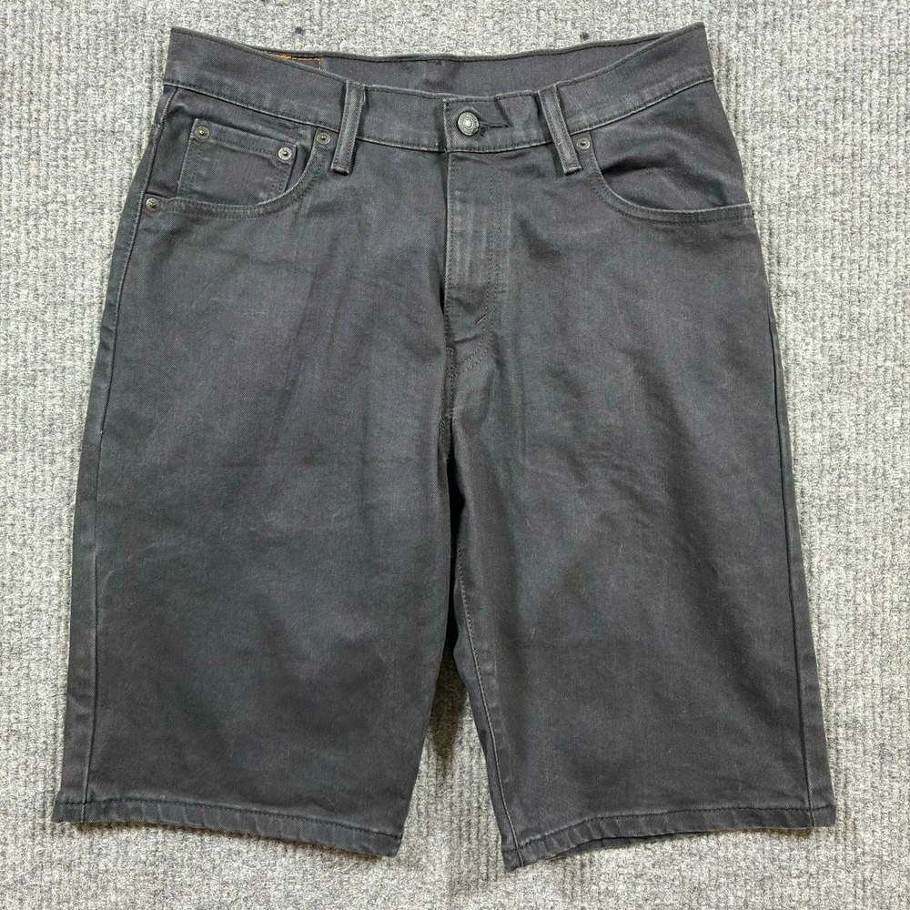 Levi's 569 Mens Jean Shorts Size W30 Black Denim Cotton Stretch Mid Rise Casual